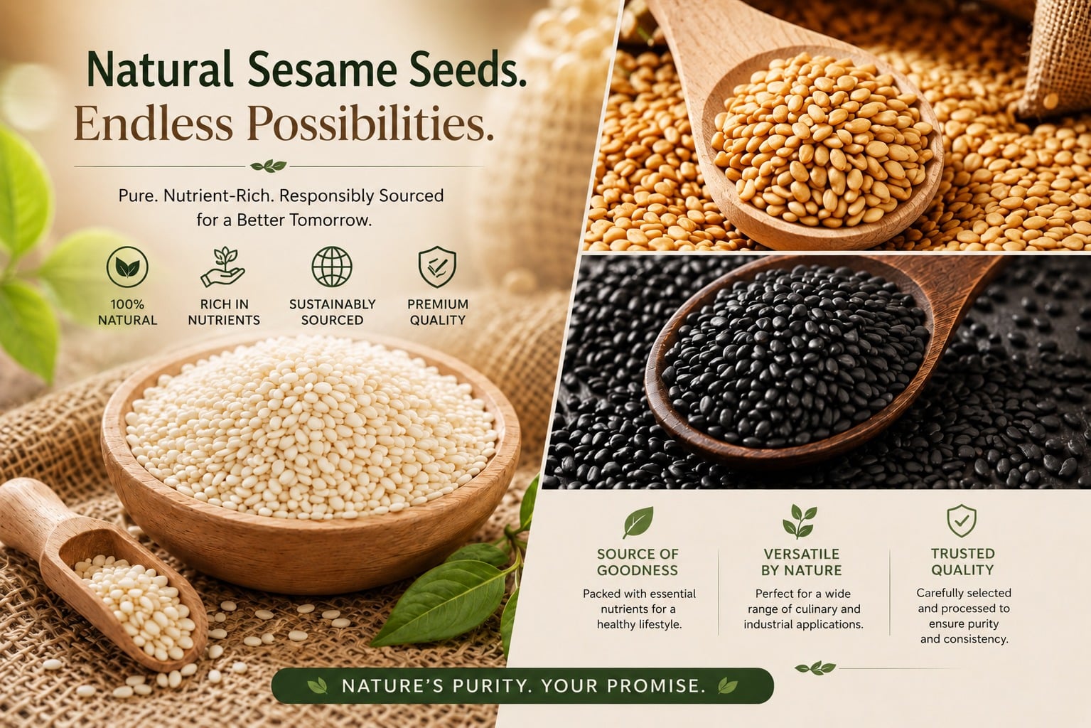 White, golden and black sesame seeds for export